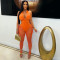 Women's two-piece set, deep V-neck sleeveless tight vest, pocket mesh pants, workwear style set