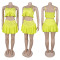 Women's off shoulder camisole top, high waisted short skirt set