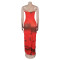 New style suspender hollow pleated lace slit dress