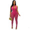 Women's two-piece set, deep V-neck sleeveless tight vest, pocket mesh pants, workwear style set