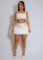 Women's off shoulder camisole top, high waisted short skirt set