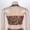 Button neck top elastic waist pants leopard print two-piece set