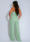 High waisted design woven style suspender sleeveless loose straight tube jumpsuit