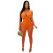 Women's two-piece set, deep V-neck sleeveless tight vest, pocket mesh pants, workwear style set