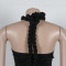 Women's hollow out design sleeveless hanging neck tight fringe jumpsuit long skirt