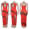 New style suspender hollow pleated lace slit dress