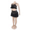 Women's off shoulder camisole top, high waisted short skirt set