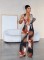 New oil painting style women's sexy backless hanging neck deep V jumpsuit