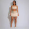 Women's off shoulder camisole top, high waisted short skirt set