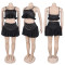 Women's off shoulder camisole top, high waisted short skirt set