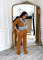 Sexy single breasted slim fit retro Polo slim fit knit sweater long pants two sets