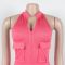 Women's two-piece set, deep V-neck sleeveless tight vest, pocket mesh pants, workwear style set