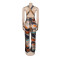 New oil painting style women's sexy backless hanging neck deep V jumpsuit