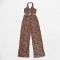 Button neck top elastic waist pants leopard print two-piece set