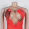 New style suspender hollow pleated lace slit dress