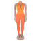 Women's two-piece set, deep V-neck sleeveless tight vest, pocket mesh pants, workwear style set