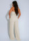 High waisted design woven style suspender sleeveless loose straight tube jumpsuit