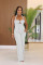 High waisted design woven style suspender sleeveless loose straight tube jumpsuit