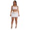 Women's off shoulder camisole top, high waisted short skirt set