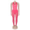 Women's two-piece set, deep V-neck sleeveless tight vest, pocket mesh pants, workwear style set
