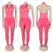 Women's two-piece set, deep V-neck sleeveless tight vest, pocket mesh pants, workwear style set