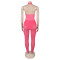 Women's two-piece set, deep V-neck sleeveless tight vest, pocket mesh pants, workwear style set