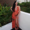 New style suspender hollow pleated lace slit dress