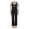 High waisted design woven style suspender sleeveless loose straight tube jumpsuit