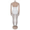 Women's two-piece set, deep V-neck sleeveless tight vest, pocket mesh pants, workwear style set