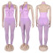 Women's two-piece set, deep V-neck sleeveless tight vest, pocket mesh pants, workwear style set