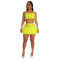 Women's off shoulder camisole top, high waisted short skirt set