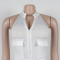 Women's two-piece set, deep V-neck sleeveless tight vest, pocket mesh pants, workwear style set