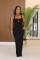 High waisted design woven style suspender sleeveless loose straight tube jumpsuit