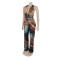 New oil painting style women's sexy backless hanging neck deep V jumpsuit