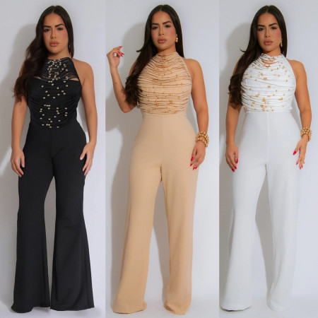 Women's high neck sleeveless jumpsuit