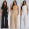 Women's high neck sleeveless jumpsuit