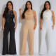 Women's high neck sleeveless jumpsuit