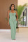 High waisted design woven style suspender sleeveless loose straight tube jumpsuit