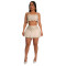 Women's off shoulder camisole top, high waisted short skirt set