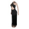 Women's hollow out design sleeveless hanging neck tight fringe jumpsuit long skirt