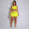 Women's off shoulder camisole top, high waisted short skirt set