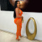 Women's two-piece set, deep V-neck sleeveless tight vest, pocket mesh pants, workwear style set