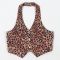 Button neck top elastic waist pants leopard print two-piece set