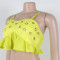 Women's off shoulder camisole top, high waisted short skirt set