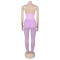 Women's two-piece set, deep V-neck sleeveless tight vest, pocket mesh pants, workwear style set
