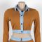 Sexy single breasted slim fit retro Polo slim fit knit sweater long pants two sets