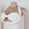 High waisted design woven style suspender sleeveless loose straight tube jumpsuit