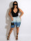 Summer new casual trend gradient color ripped denim shorts