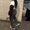 Fashion denim pants, women's casual high waisted straight leg pants