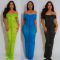 Women's fashionable and sexy pleated mesh ultra long dress